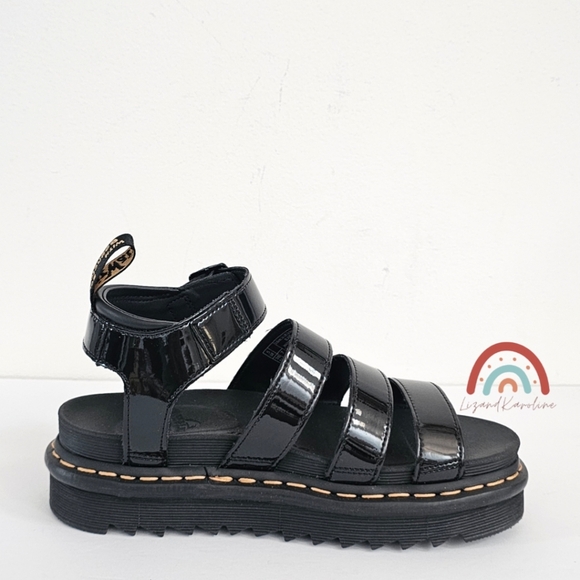 New! Dr. Martens Blaire Black Patent Leather Strap Sandals EU 38 - Picture 7 of 16